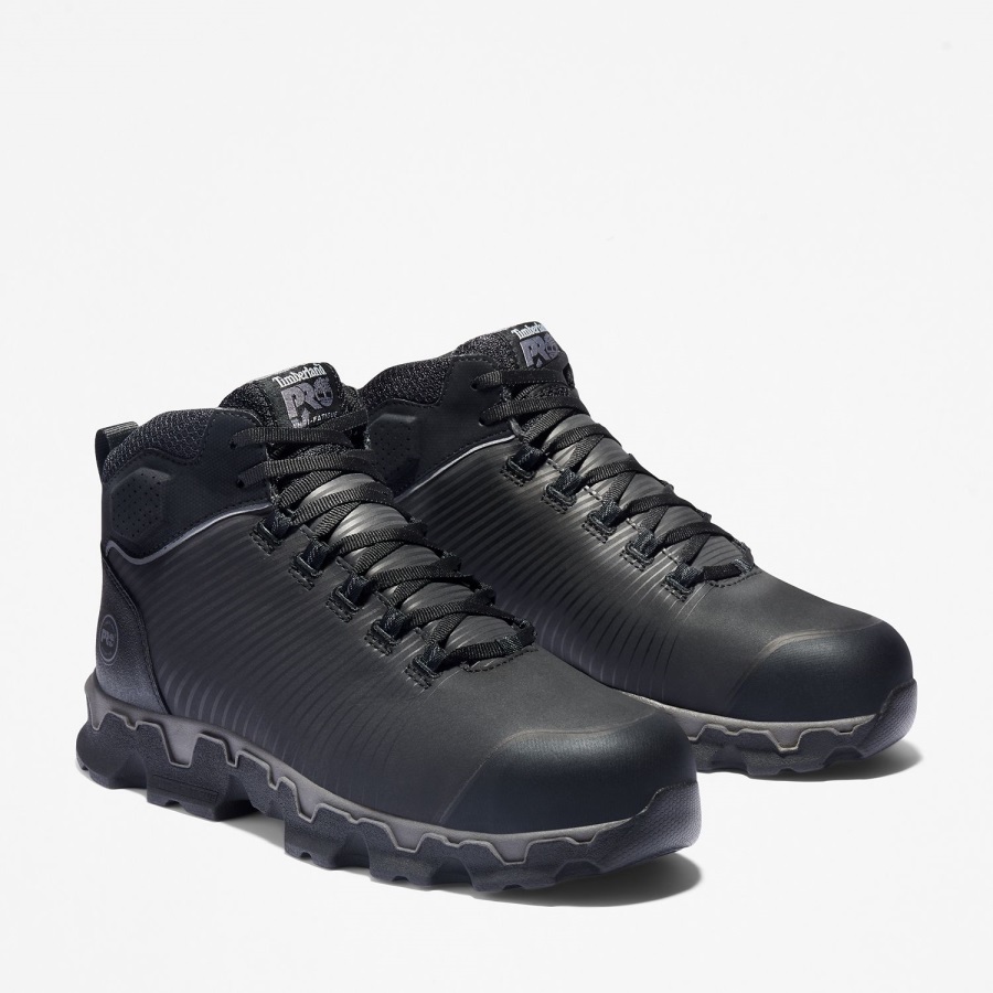 Black Ever-Guard Leather Timberland Ireland Men's Pro Powertrain Sport Alloy Toe Work Sneaker