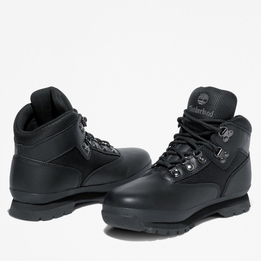 Black Full-Grain Timberland Ireland Youth Euro Hiker Hiking Boots