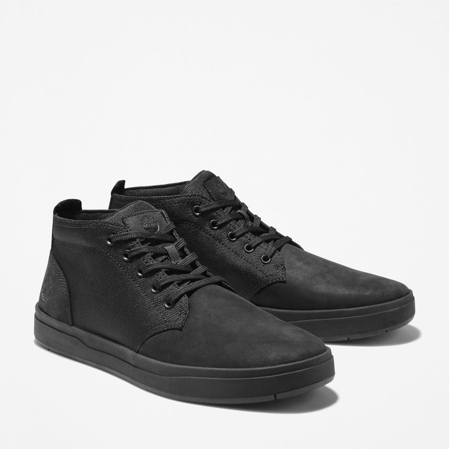 Black Nubuck/Cordura Canvas Timberland Ireland Men's Davis Square Chukka Shoes
