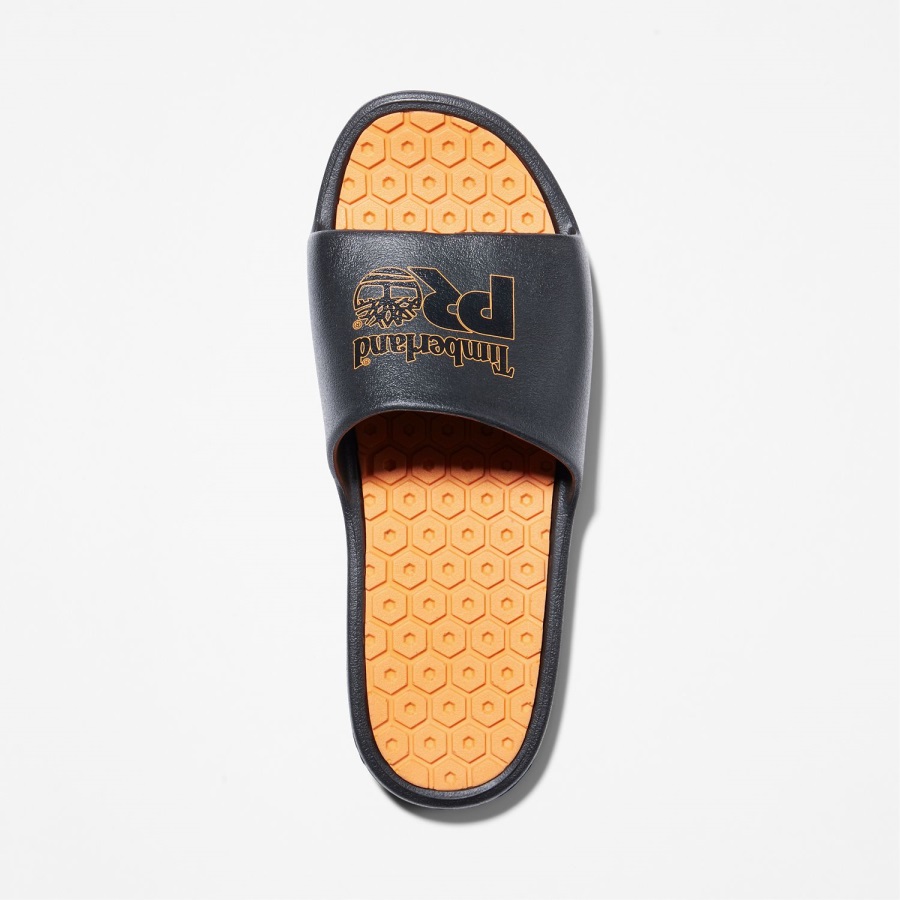Black/Orange Timberland Ireland Anti-Fatigue Technology Slide Sandals