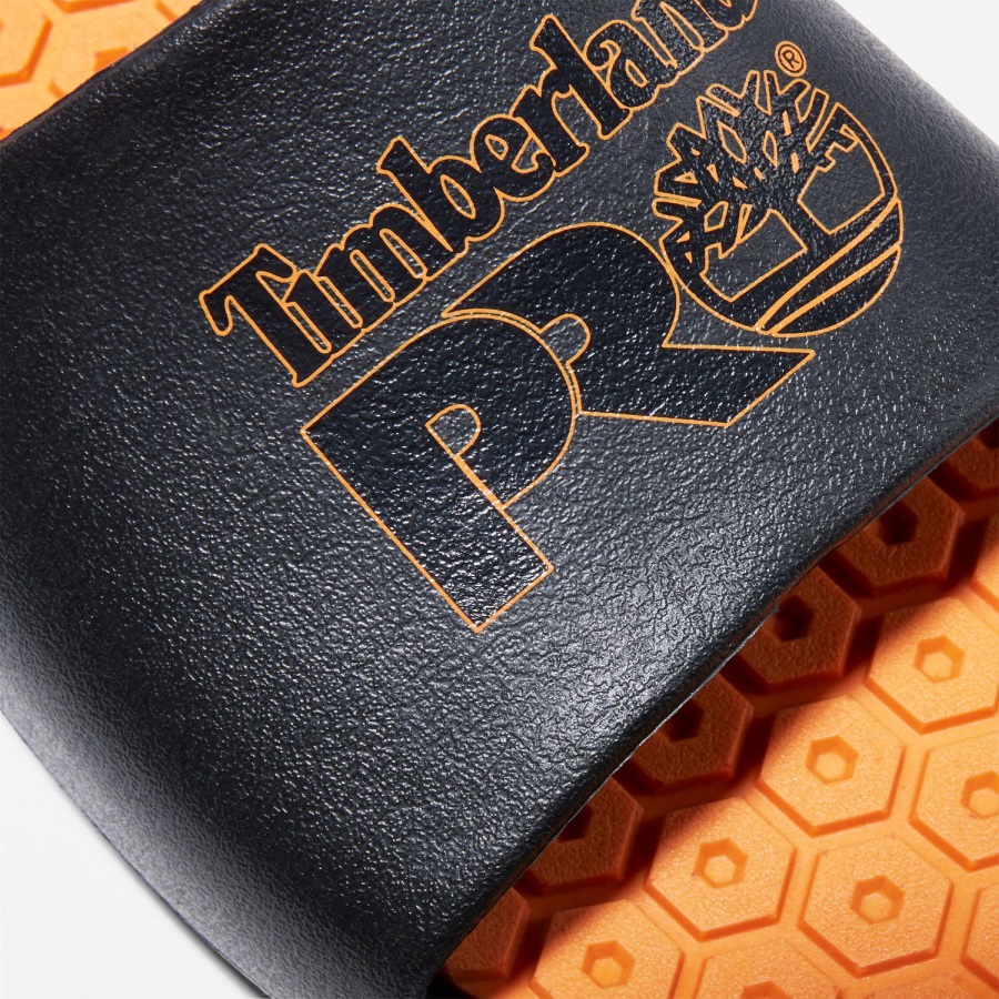 Black/Orange Timberland Ireland Anti-Fatigue Technology Slide Sandals