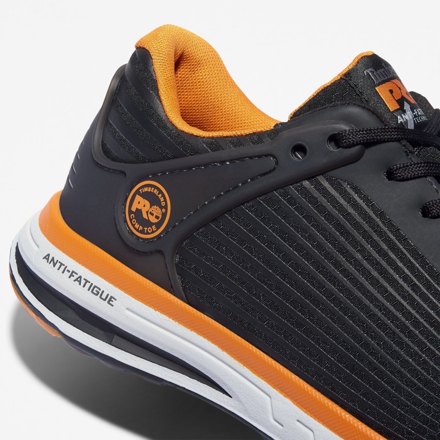 Black Ripstop Nylon/Orange Timberland Ireland Men's Pro Drivetrain Composite-Toe Work Shoes
