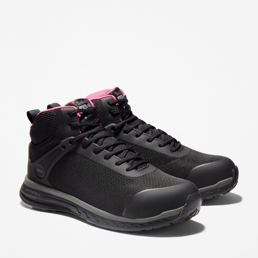 Black Ripstop Nylon/Pink Timberland Ireland Women's Drivetrain Composite Toe Work Sneaker