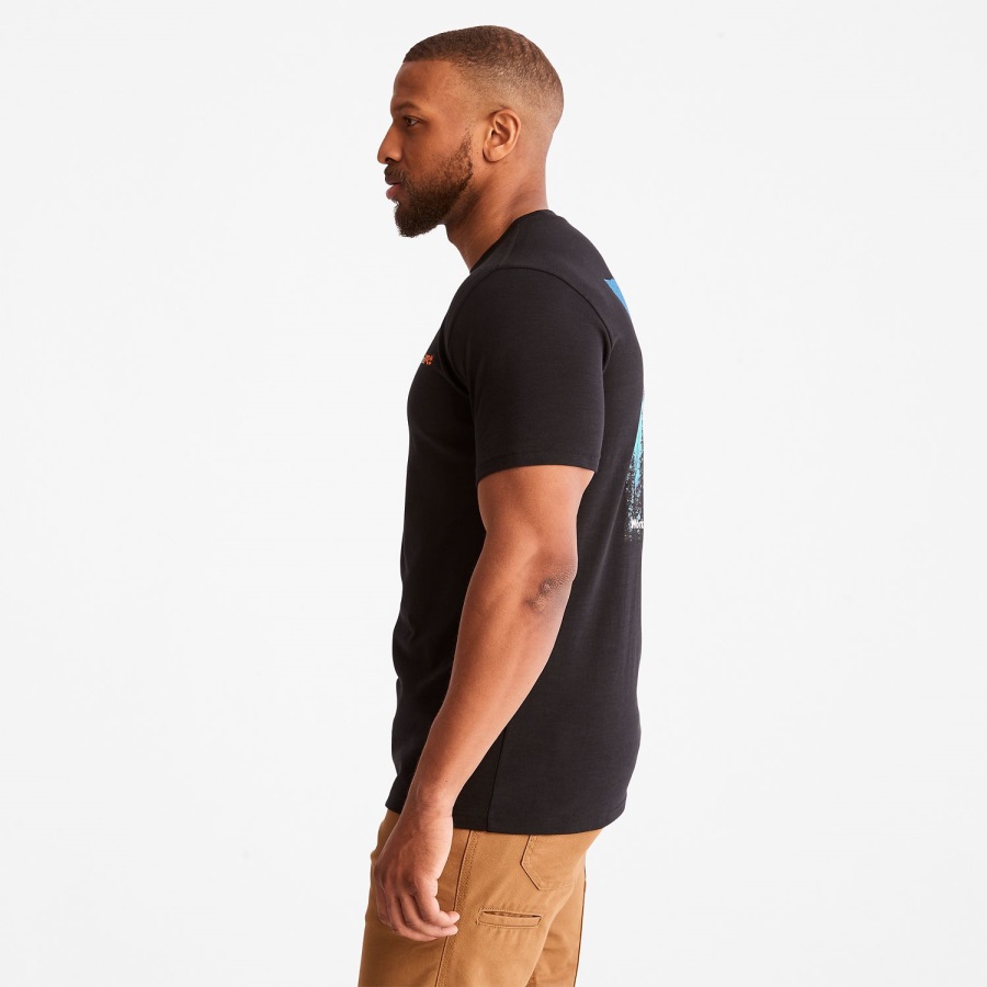 Black Timberland Ireland Men's Pro Base Plate Northern Lights Graphic T-Shirt