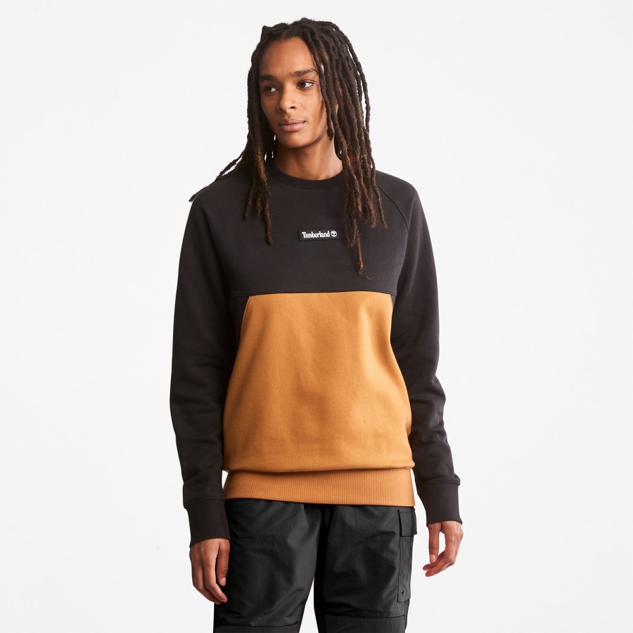Black/Wheat Timberland Ireland Colorblock Crewneck Sweatshirt