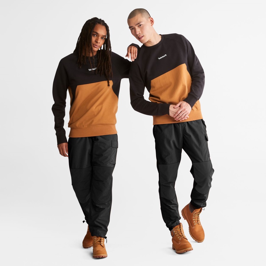 Black/Wheat Timberland Ireland Colorblock Crewneck Sweatshirt