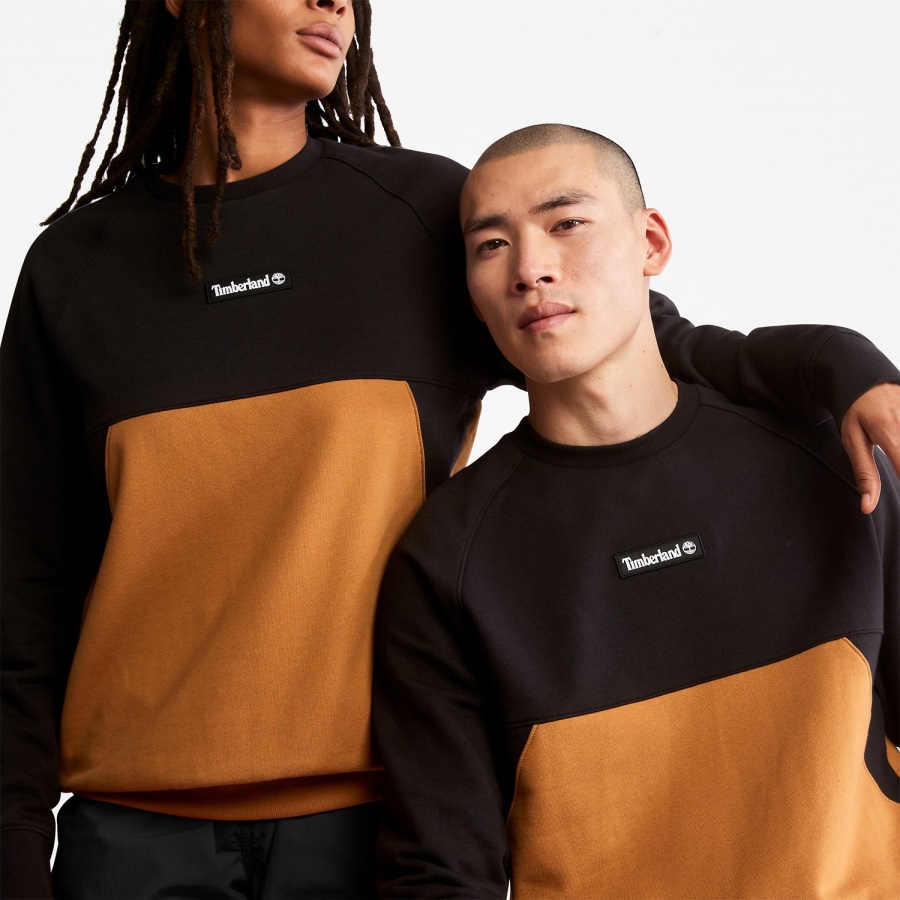 Black/Wheat Timberland Ireland Colorblock Crewneck Sweatshirt