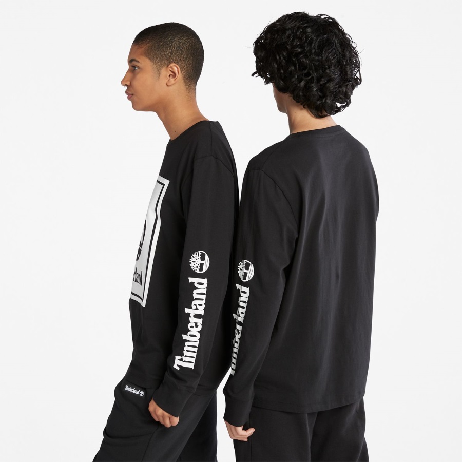 Black/White Long-Sleeve Logo T-Shirt Timberland Ireland