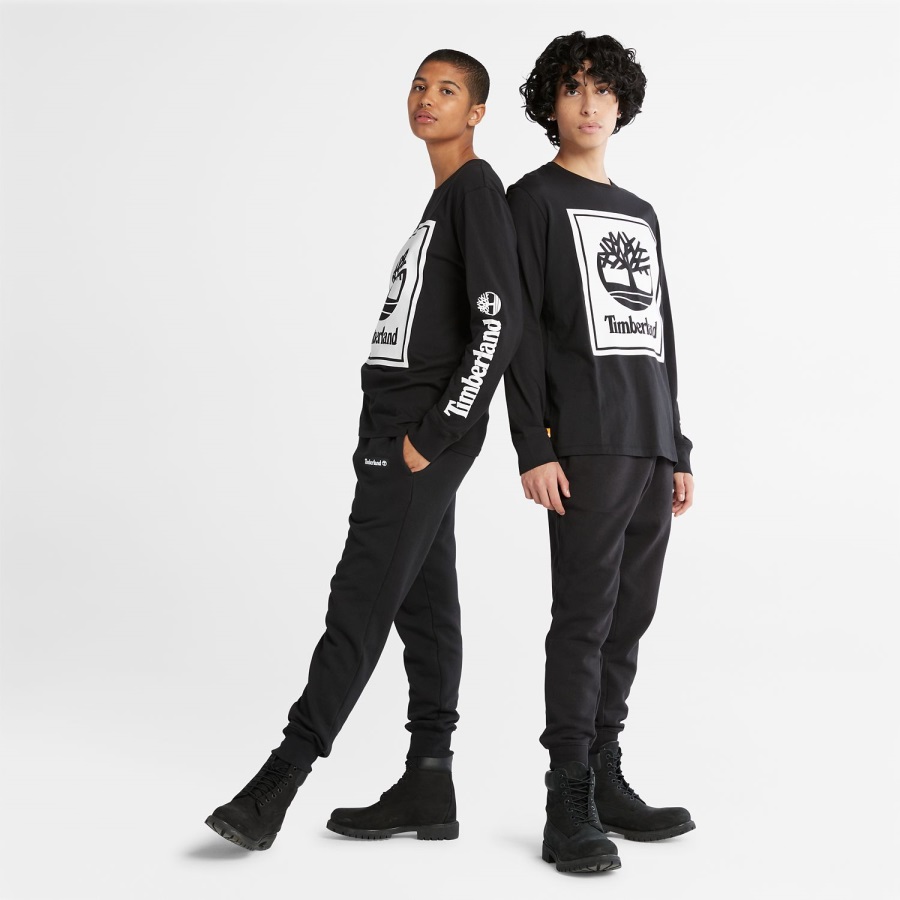 Black/White Long-Sleeve Logo T-Shirt Timberland Ireland