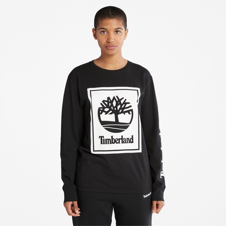Black/White Long-Sleeve Logo T-Shirt Timberland Ireland