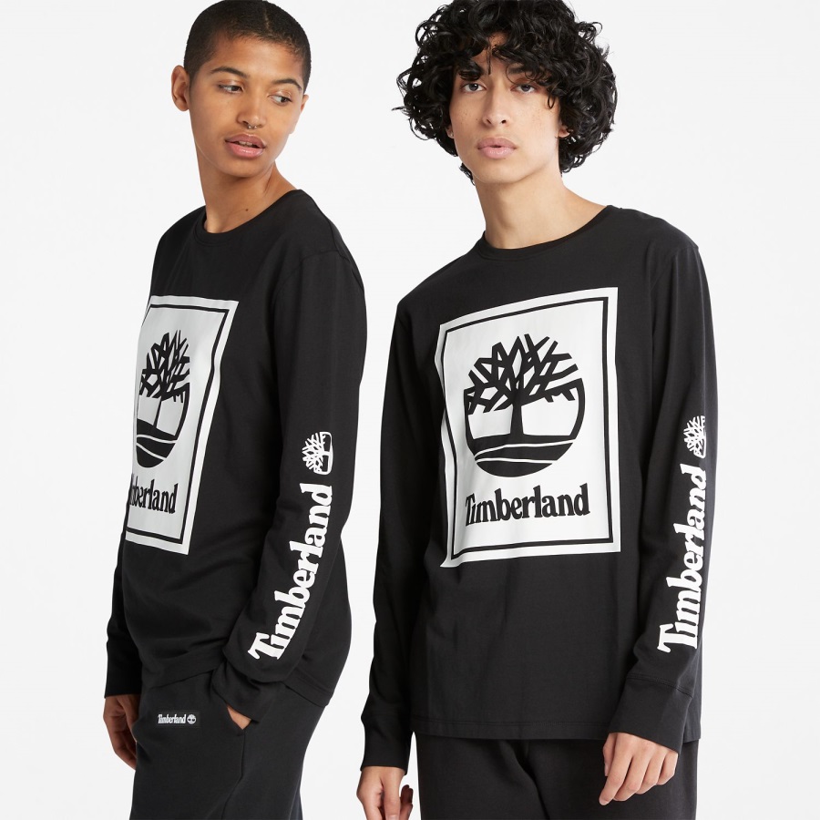 Black/White Long-Sleeve Logo T-Shirt Timberland Ireland