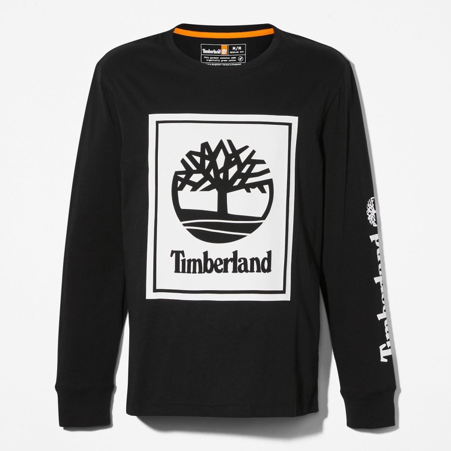 Black/White Long-Sleeve Logo T-Shirt Timberland Ireland