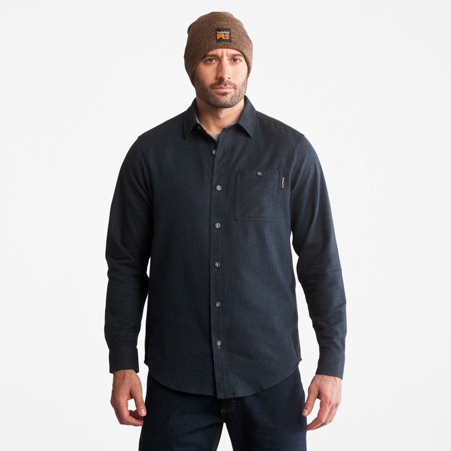 Blue Timberland Ireland Men's Pro Woodfort Midweight Flannel Work Shirt