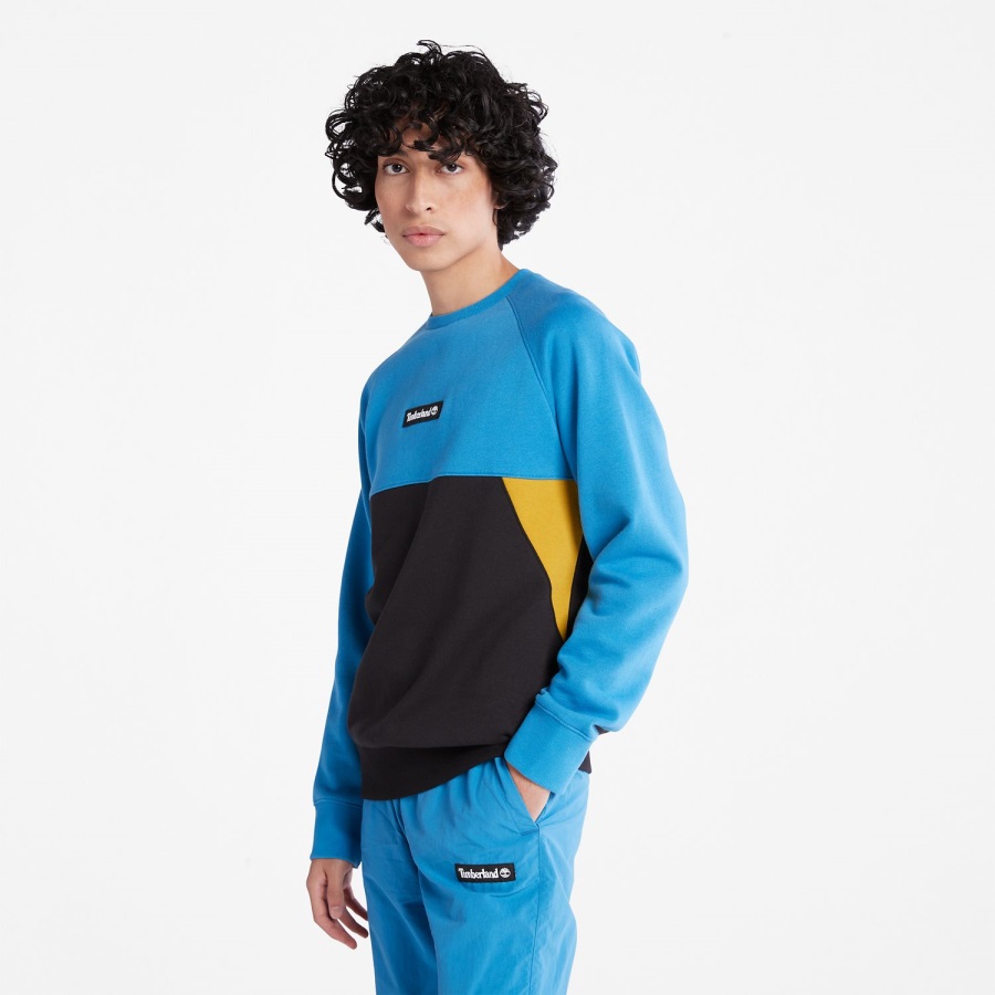 Bright Blue/Black Colorblock Crewneck Sweatshirt Timberland Ireland