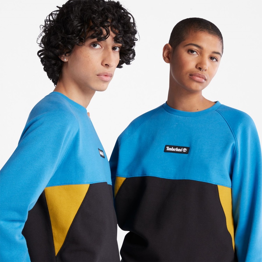 Bright Blue/Black Colorblock Crewneck Sweatshirt Timberland Ireland