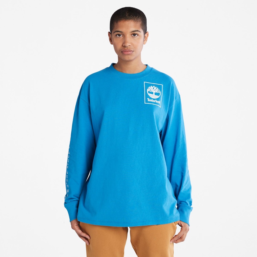 Bright Blue Heavyweight Back-Graphic Long-Sleeve T-Shirt Timberland Ireland