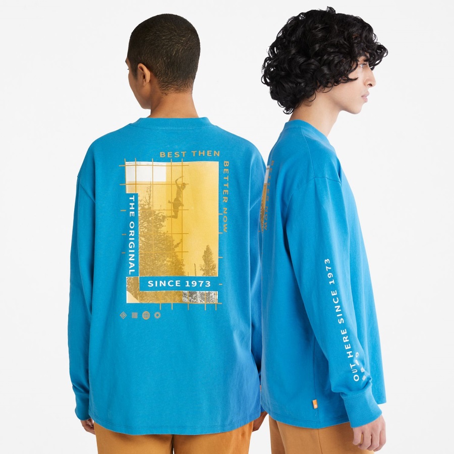 Bright Blue Timberland Ireland Heavyweight Back-Graphic Long-Sleeve T-Shirt