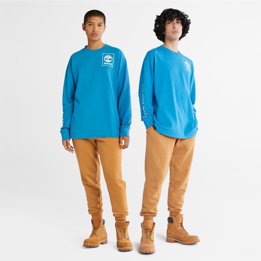 Bright Blue Timberland Ireland Heavyweight Back-Graphic Long-Sleeve T-Shirt