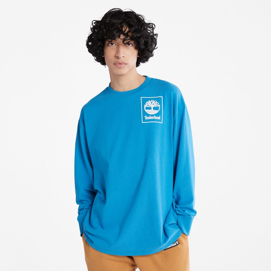 Bright Blue Timberland Ireland Heavyweight Back-Graphic Long-Sleeve T-Shirt