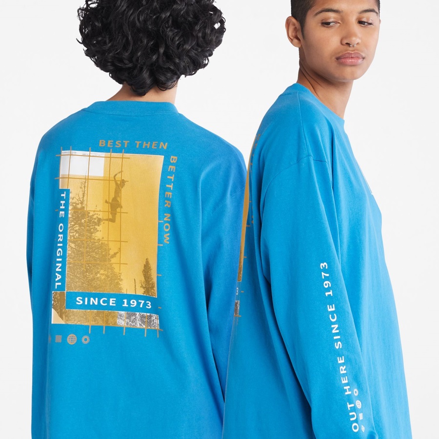 Bright Blue Timberland Ireland Heavyweight Back-Graphic Long-Sleeve T-Shirt