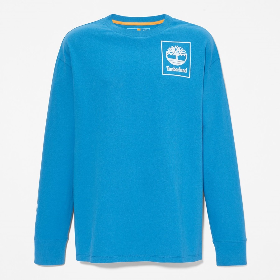 Bright Blue Timberland Ireland Heavyweight Back-Graphic Long-Sleeve T-Shirt