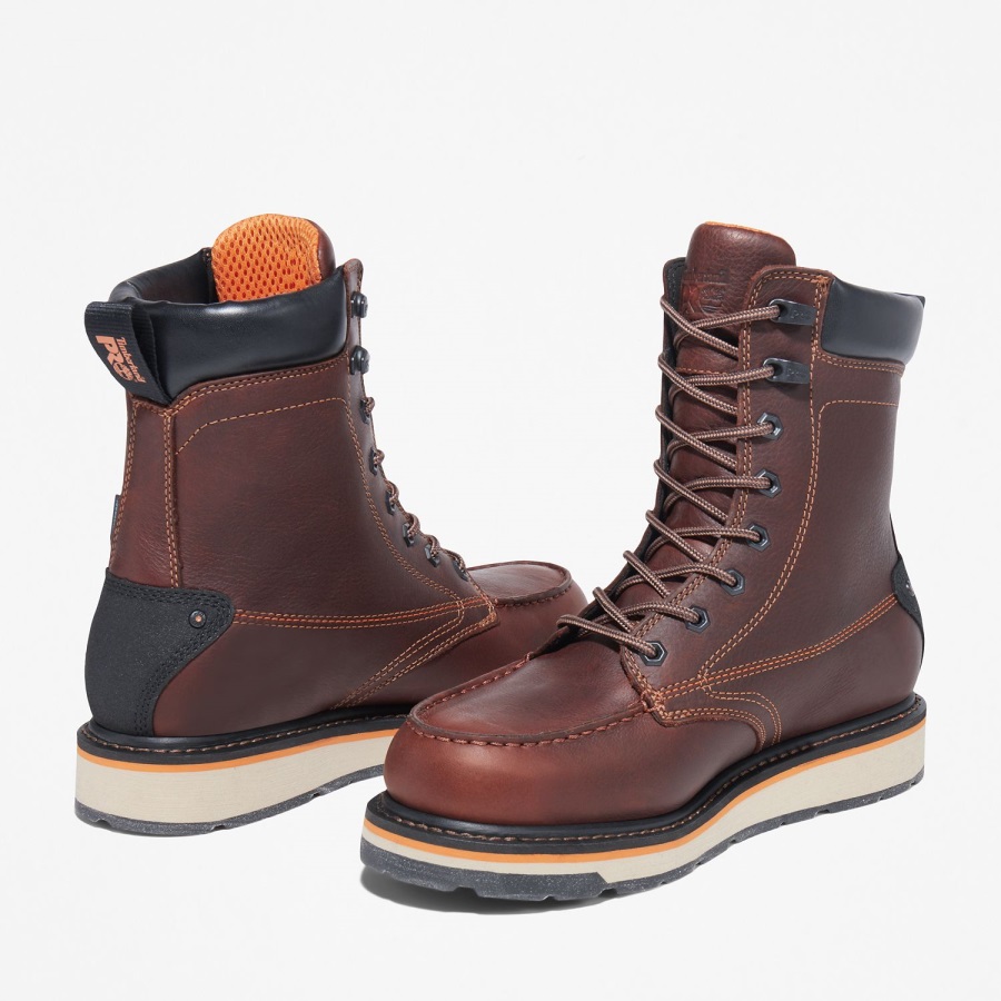 Brown Full-Grain Leather Timberland Ireland Men's Gridworks 8 Waterproof Work Boot