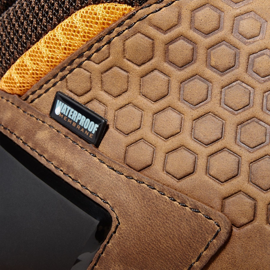 Brown Full-Grain/Orange Timberland Ireland Men's Reaxion Composite Toe Waterproof Work Sneaker