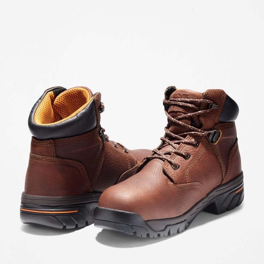 Brown Full-Grain Timberland Ireland Men's Pro Helix 6 Alloy Toe Waterproof Work Boot