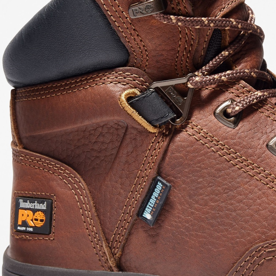 Brown Full-Grain Timberland Ireland Men's Pro Helix 6 Alloy Toe Waterproof Work Boot