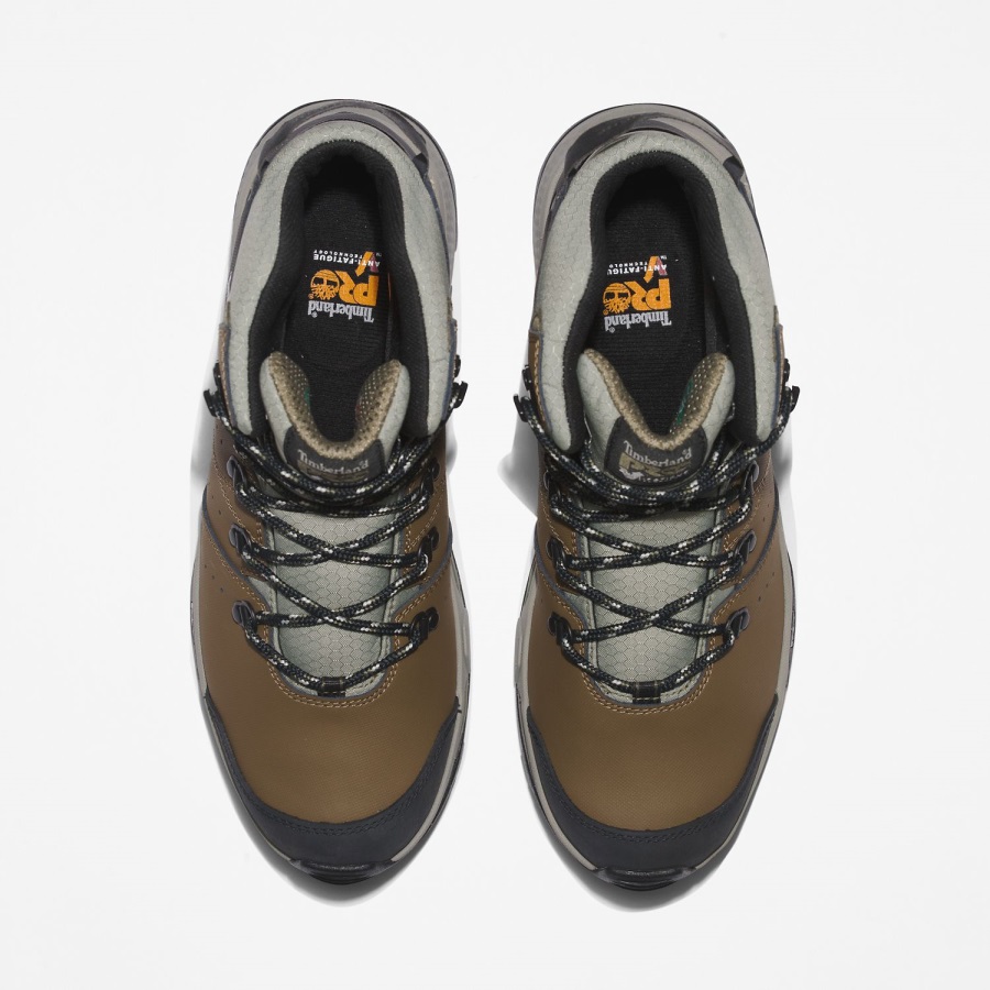 Brown/Green Timberland Ireland Men's Switchback Waterproof Soft-Toe Work Boots