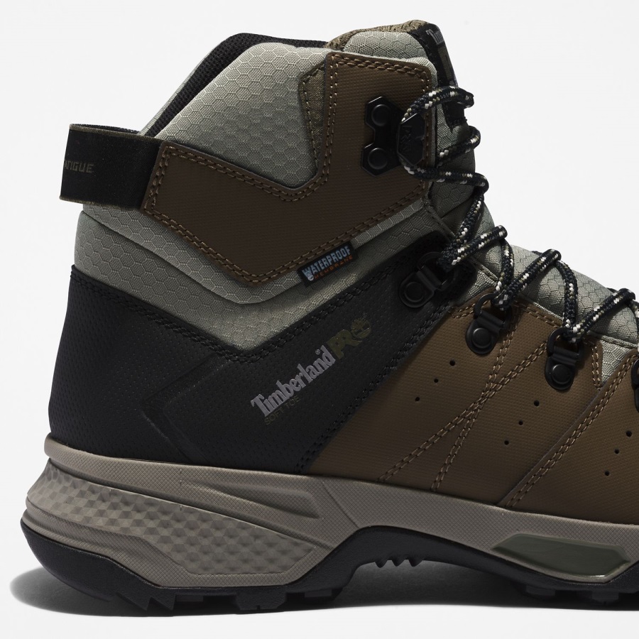 Brown/Green Timberland Ireland Men's Switchback Waterproof Soft-Toe Work Boots