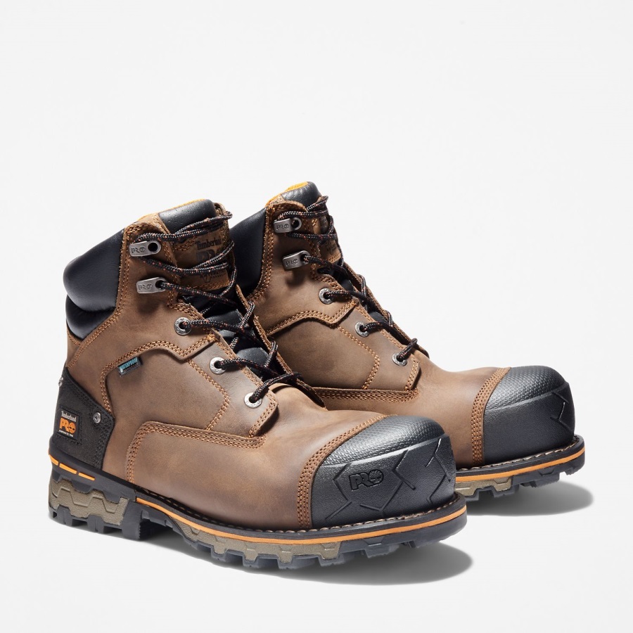 Brown Oiled/Distressed Men's Boondock 6 Composite Toe Waterproof Work Boot Timberland Ireland
