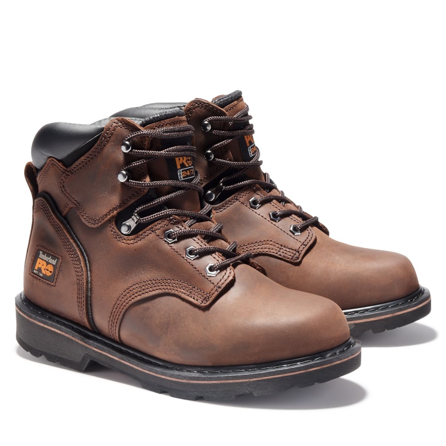Brown Oiled Nubuck Timberland Ireland Men's Pit Boss 6 Work Boot