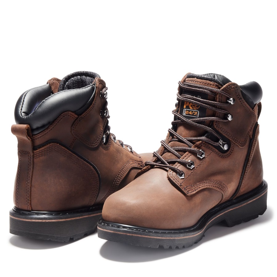 Brown Oiled Nubuck Timberland Ireland Men's Pit Boss 6 Work Boot