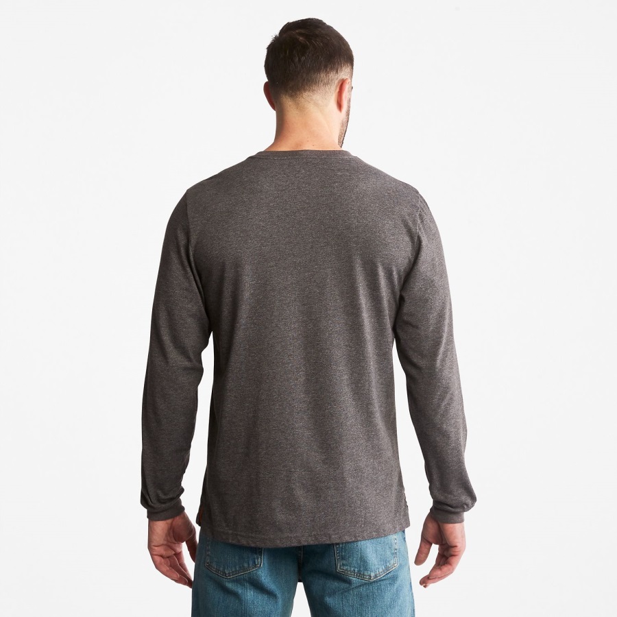 Charcoal Heather Timberland Ireland Men's Pro Base Plate Long-Sleeve Wicking T-Shirt