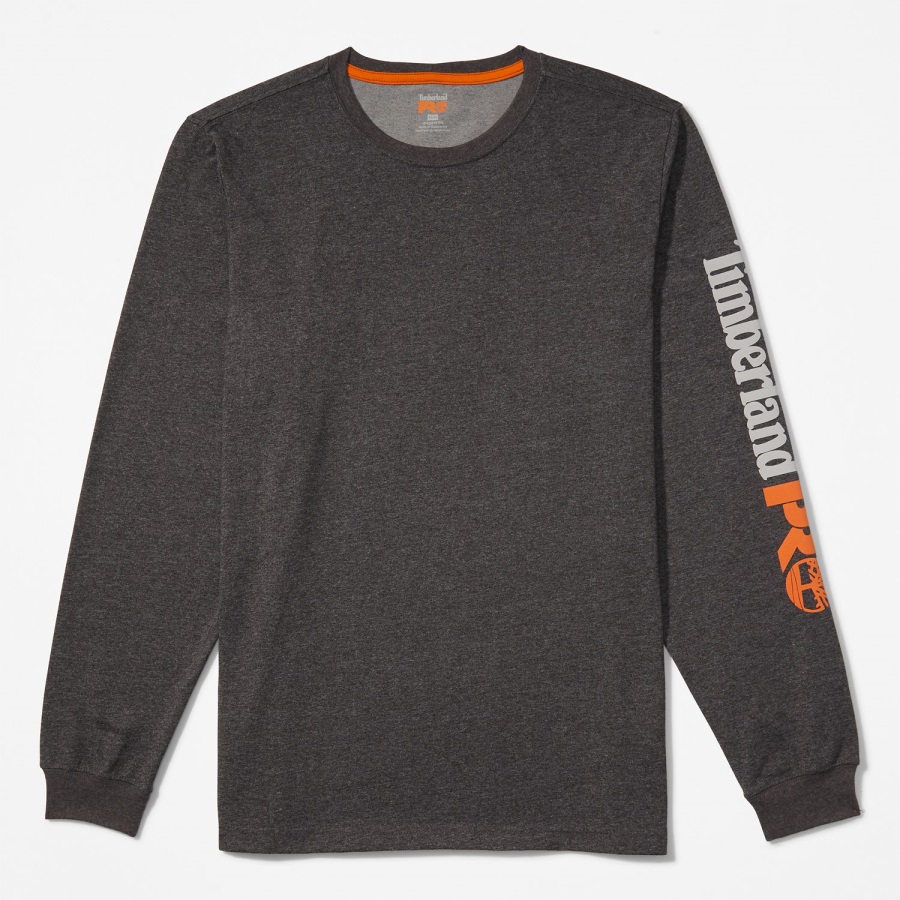 Charcoal Heather Timberland Ireland Men's Pro Base Plate Long-Sleeve Wicking T-Shirt