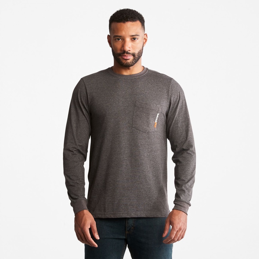 Dark Charcoal Heather Men's Pro Base Plate Long-Sleeve T-Shirt Timberland Ireland