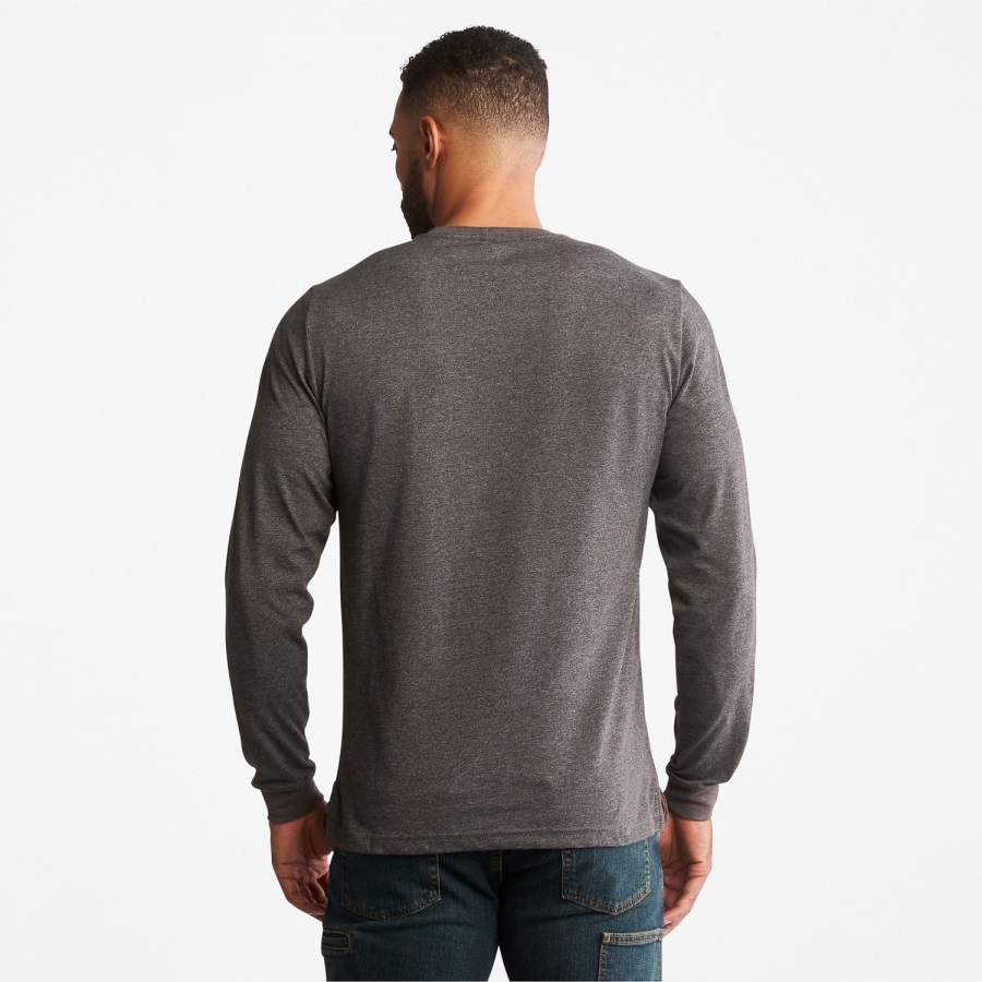 Dark Charcoal Heather Men's Pro Base Plate Long-Sleeve T-Shirt Timberland Ireland