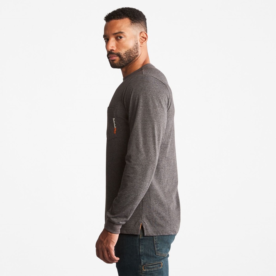 Dark Charcoal Heather Men's Pro Base Plate Long-Sleeve T-Shirt Timberland Ireland