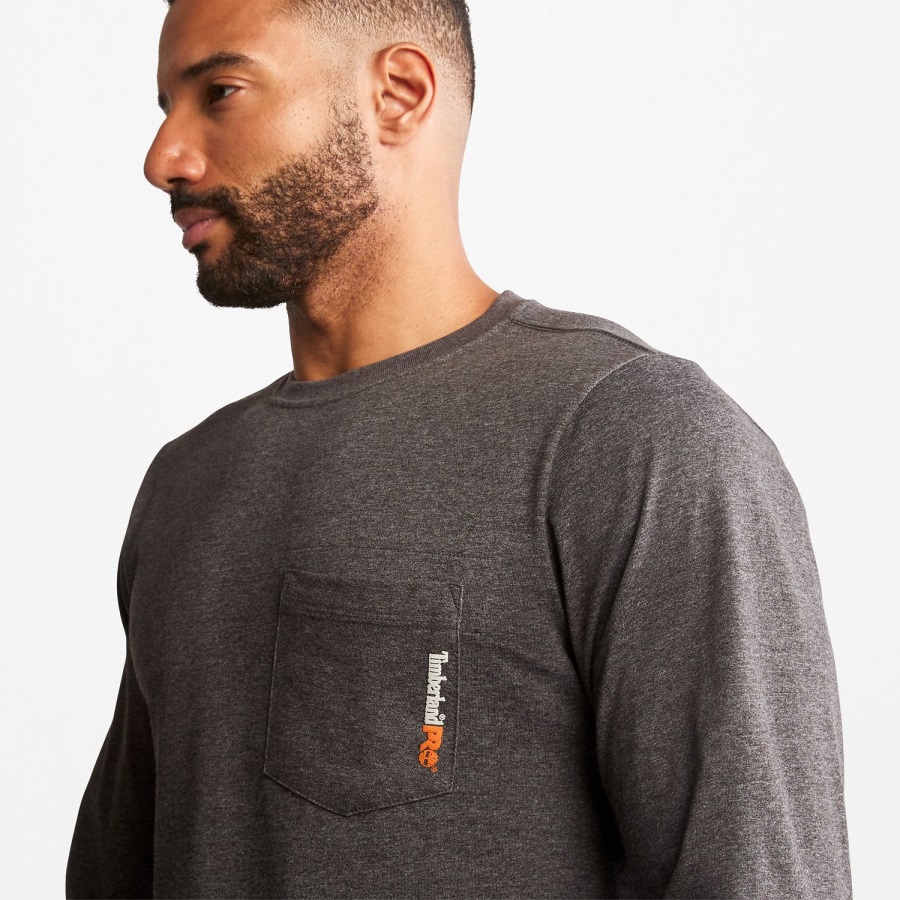 Dark Charcoal Heather Men's Pro Base Plate Long-Sleeve T-Shirt Timberland Ireland