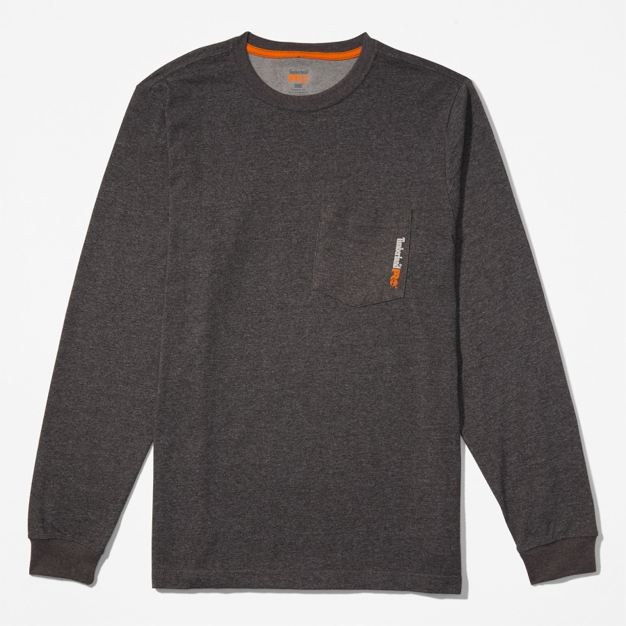 Dark Charcoal Heather Men's Pro Base Plate Long-Sleeve T-Shirt Timberland Ireland