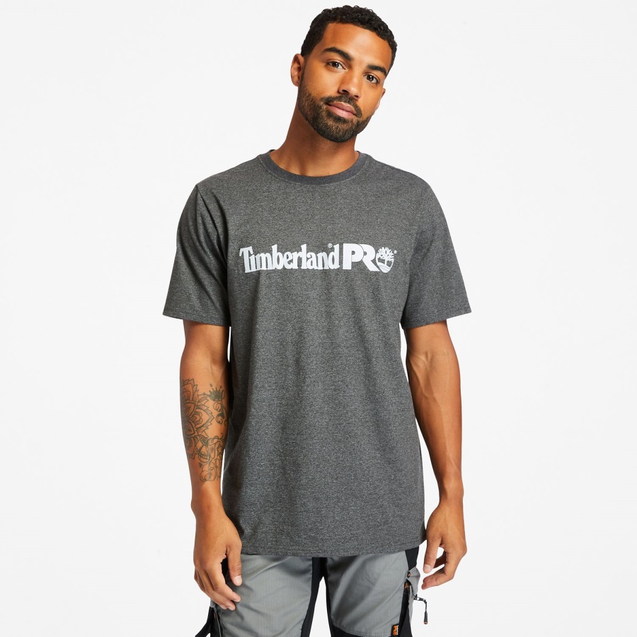 Dark Charcoal Heather Men's Pro Base Plate Short-Sleeve Logo T-Shirt Timberland Ireland