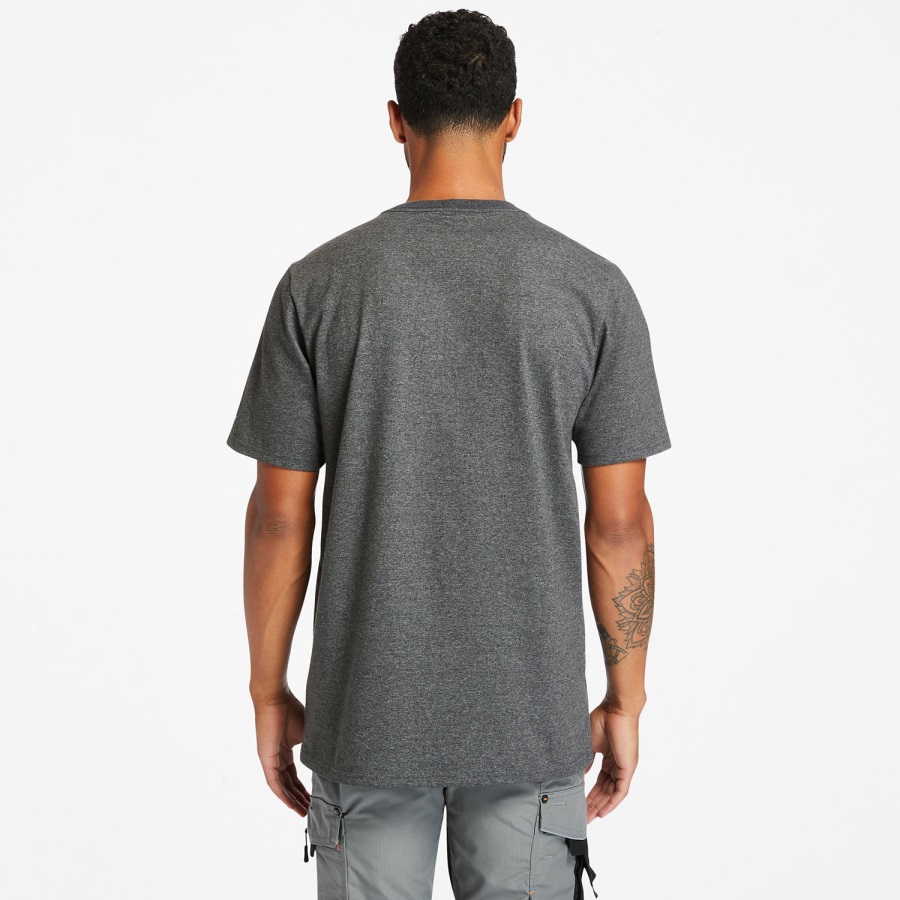 Dark Charcoal Heather Men's Pro Base Plate Short-Sleeve Logo T-Shirt Timberland Ireland
