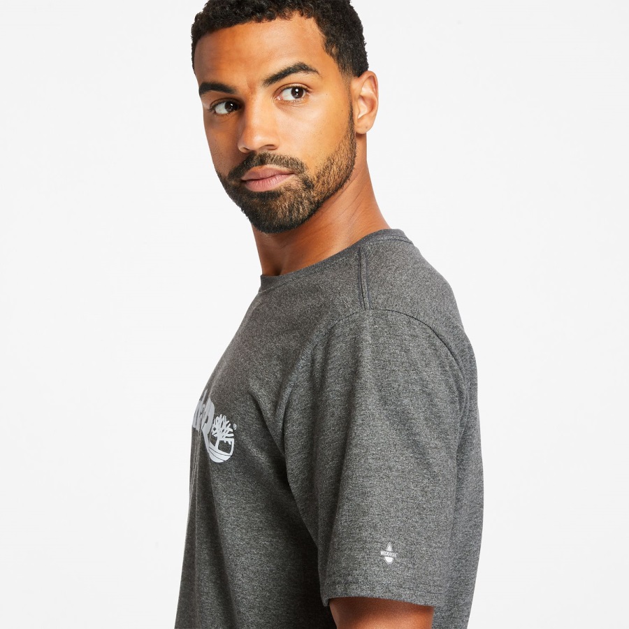 Dark Charcoal Heather Men's Pro Base Plate Short-Sleeve Logo T-Shirt Timberland Ireland