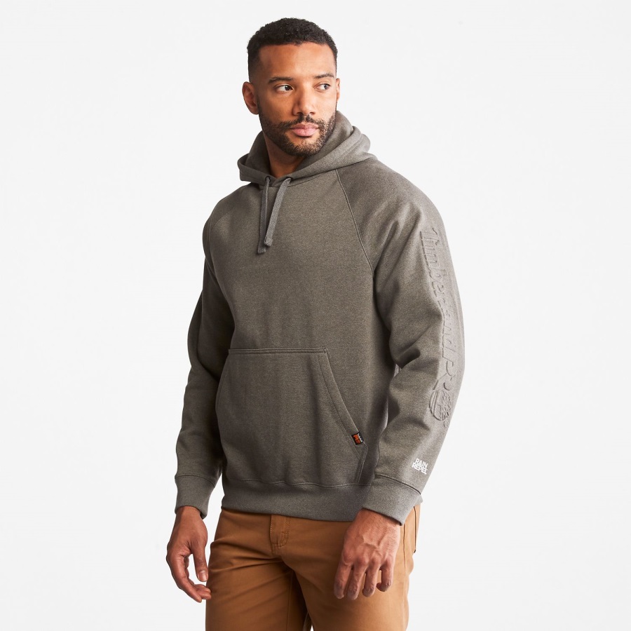 Dark Charcoal Heather Timberland Ireland Men's Pro Hood Honcho Sport Embossed Logo Pullover Hoodie