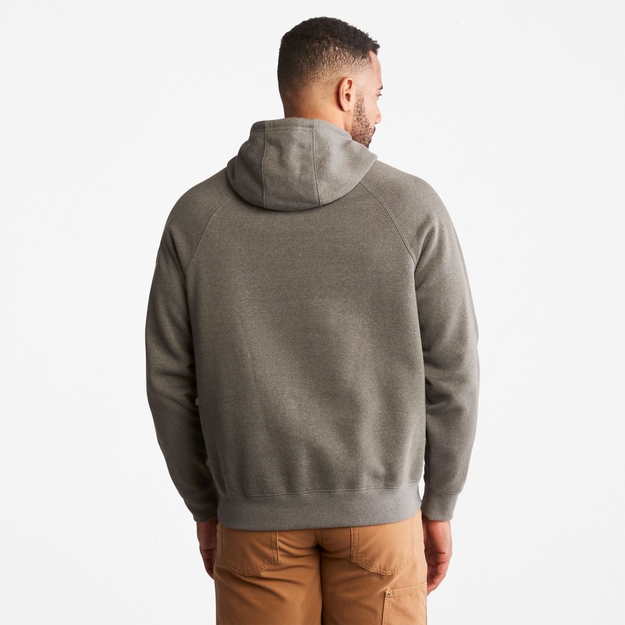 Dark Charcoal Heather Timberland Ireland Men's Pro Hood Honcho Sport Embossed Logo Pullover Hoodie
