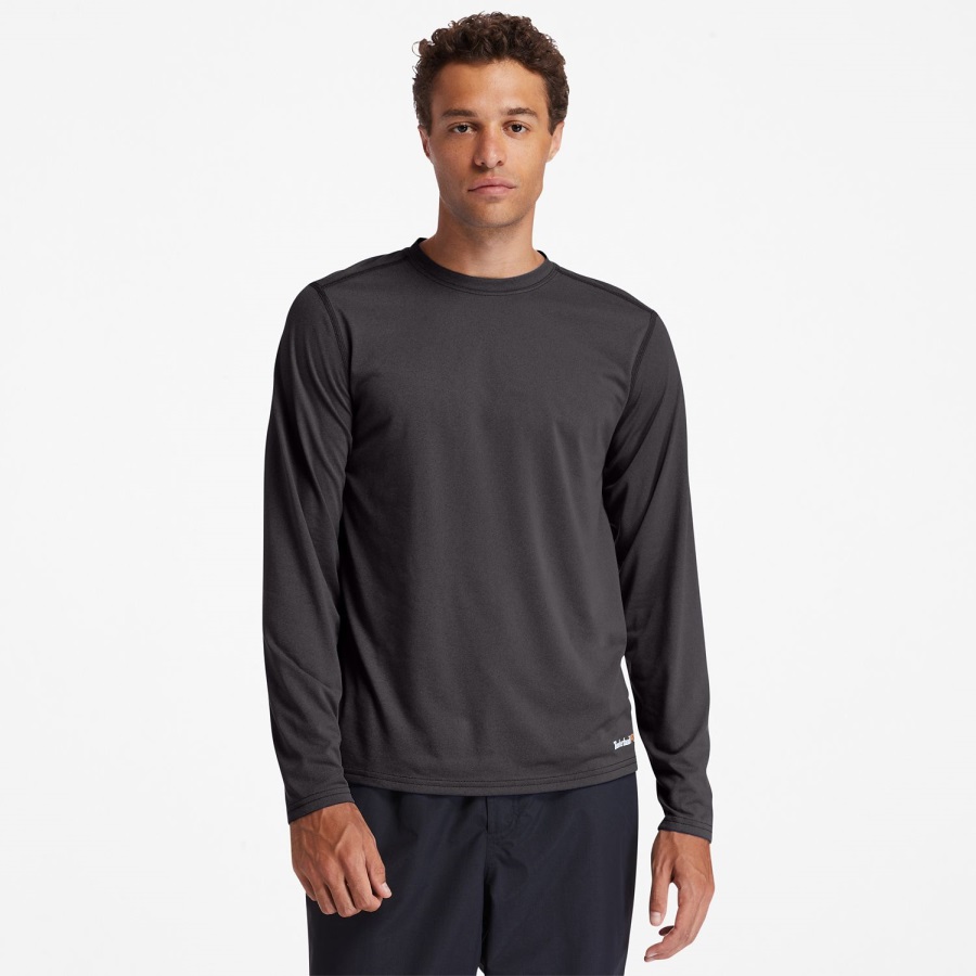 Dark Charcoal Heather Timberland Ireland Men's Pro Wicking Good Sport Long-Sleeve T-Shirt