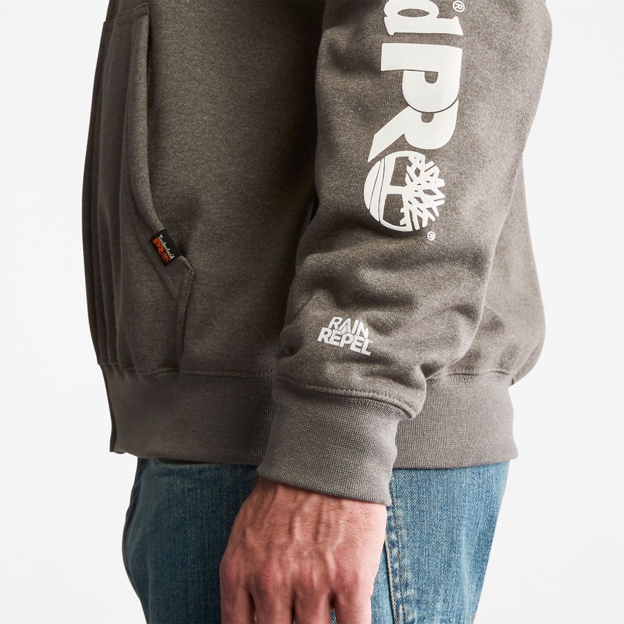 Dark Charcoal Heather/White Men's Pro Hood Honcho Sport Zip-Front Hoodie Timberland Ireland