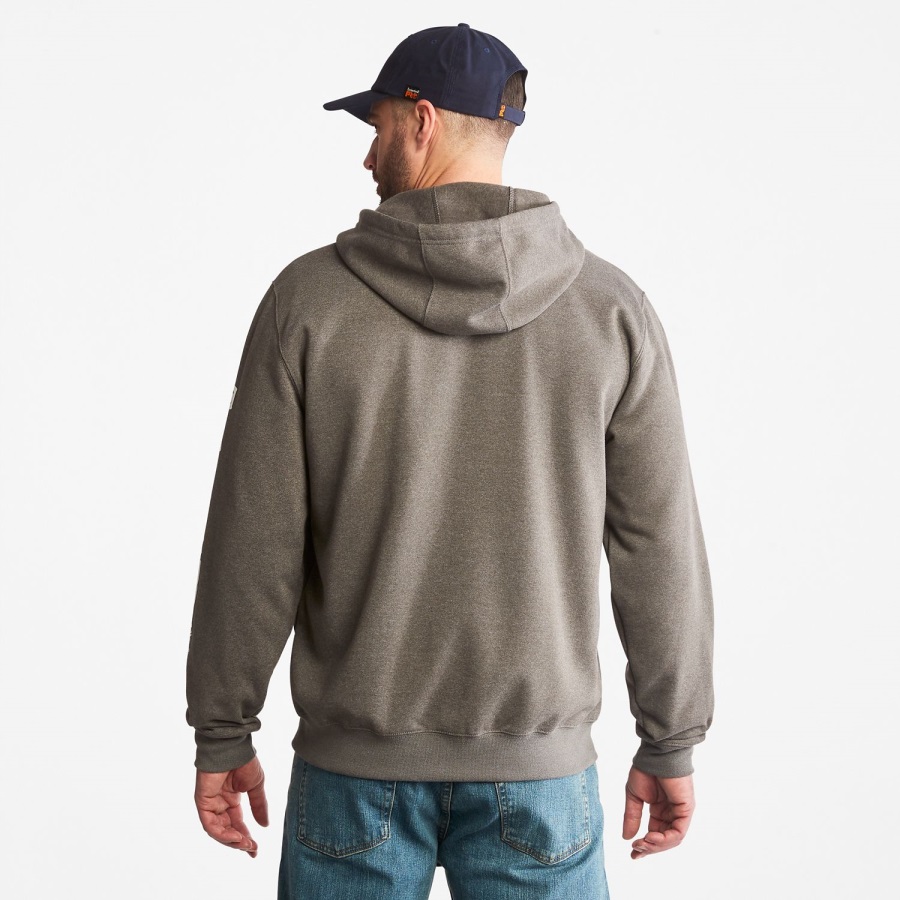 Dark Charcoal Heather/White Timberland Ireland Men's Pro Hood Honcho Sport Zip-Front Hoodie