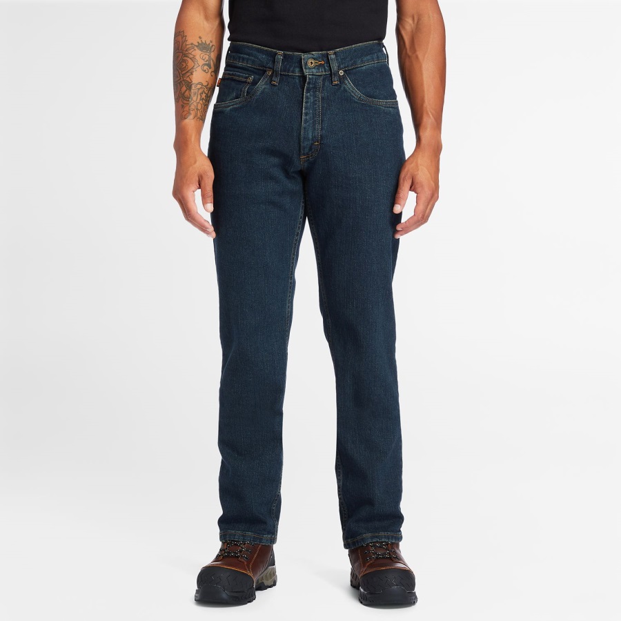 Dark Denim Timberland Ireland Men's Grit-N-Grind Flex Denim Work Jeans